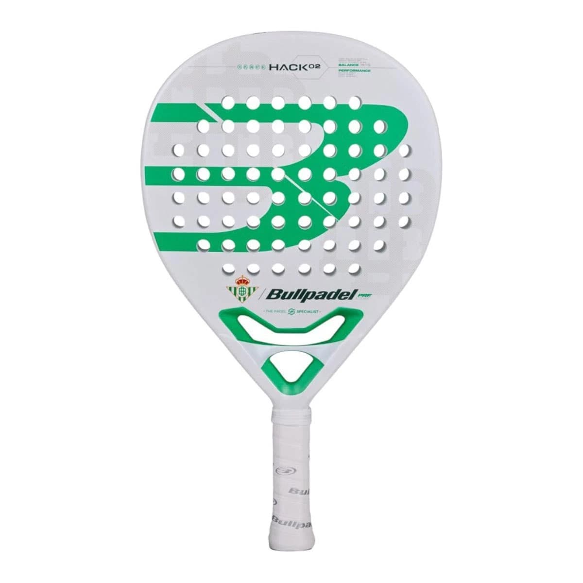 Bullpadel Hack 02 Betis Ex padel racket — hybrid shape
