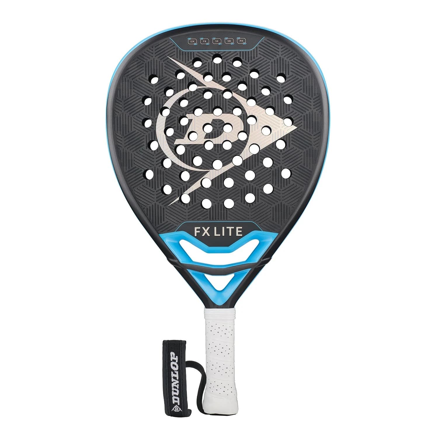Dunlop Fx Lite Gun Metal Cyan Metallic Silver padel racket — diamond shape