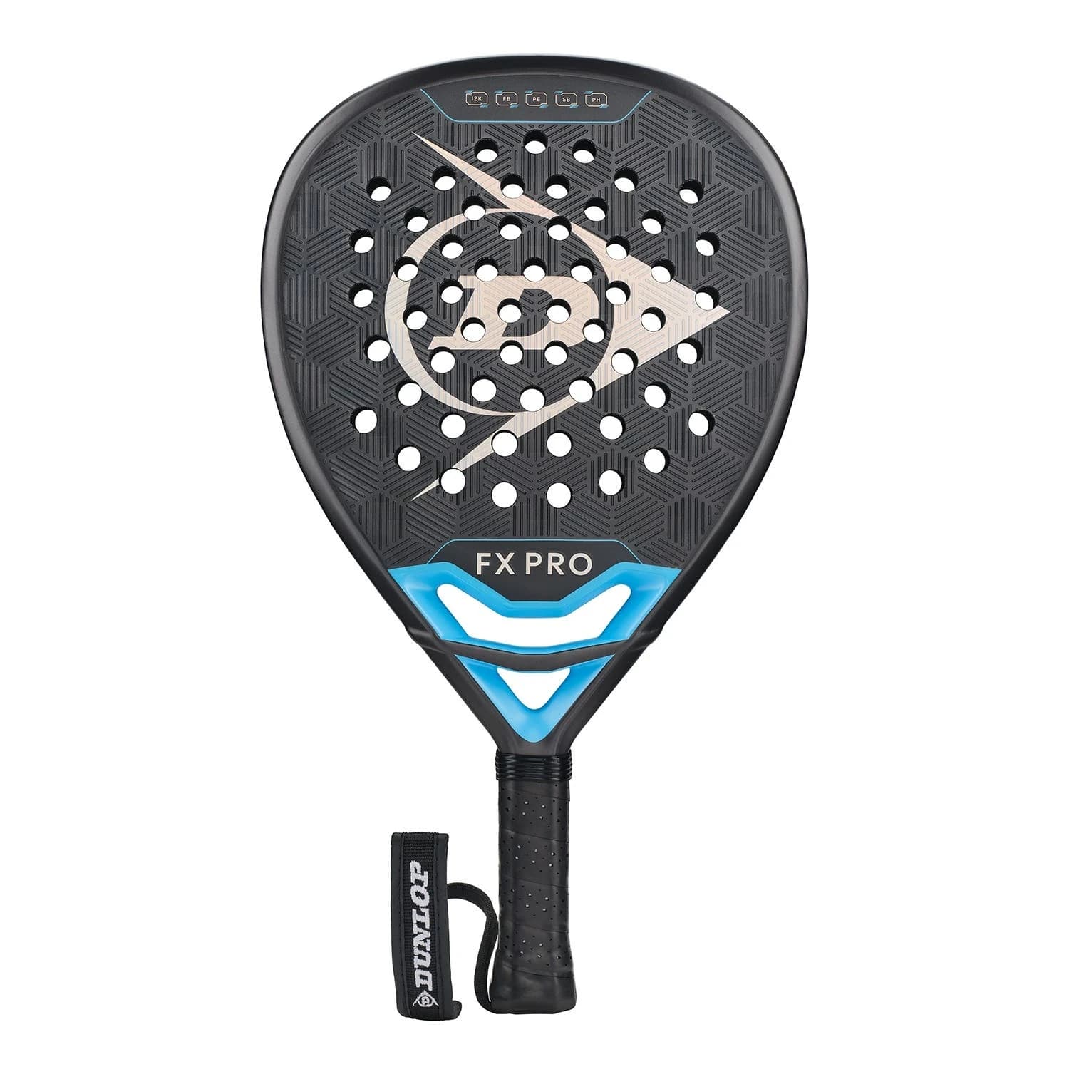 Dunlop Fx Pro Gun Metal Cyan Metallic Silver padel racket — diamond shape