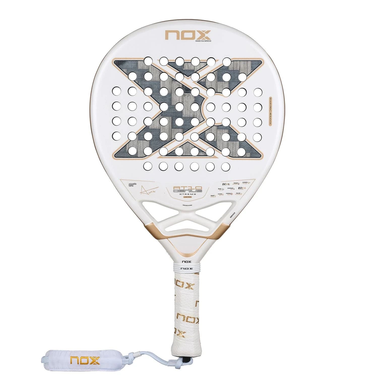 Nox At10 Genius 12K Alum Xtrem By Agustin Tapia padel racket — teardrop shape