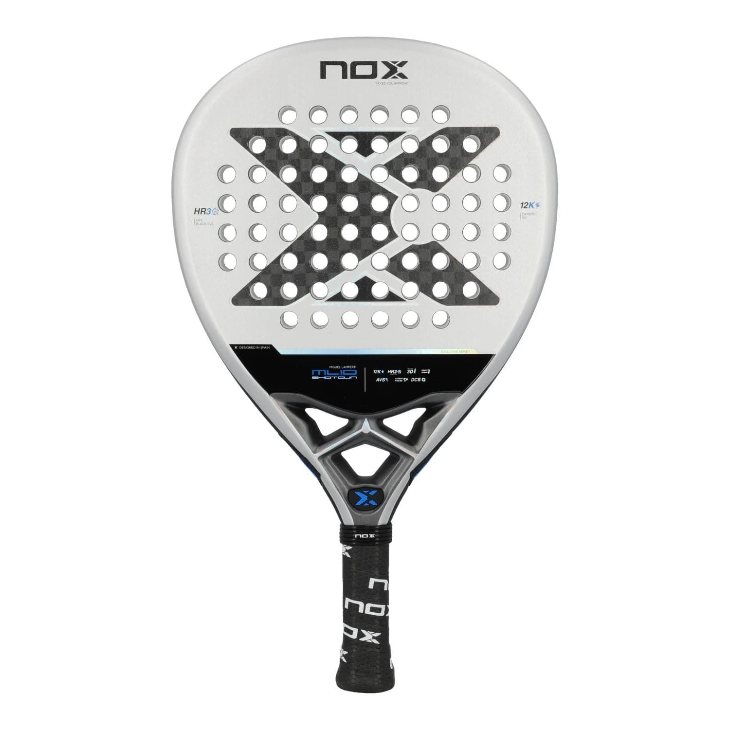 Nox Ml10 Shotgun 12K Luxury Series padel racket — round shape