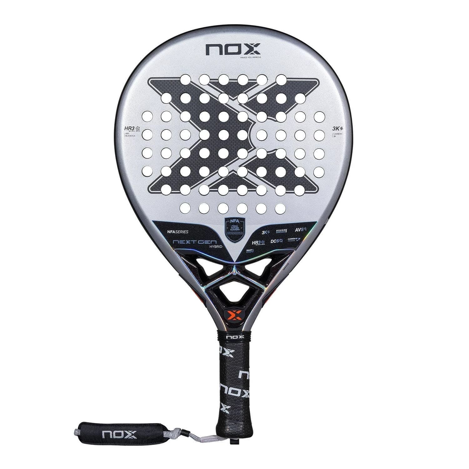 Nox Nextgen Pro Hybrid 3K padel racket — teardrop shape