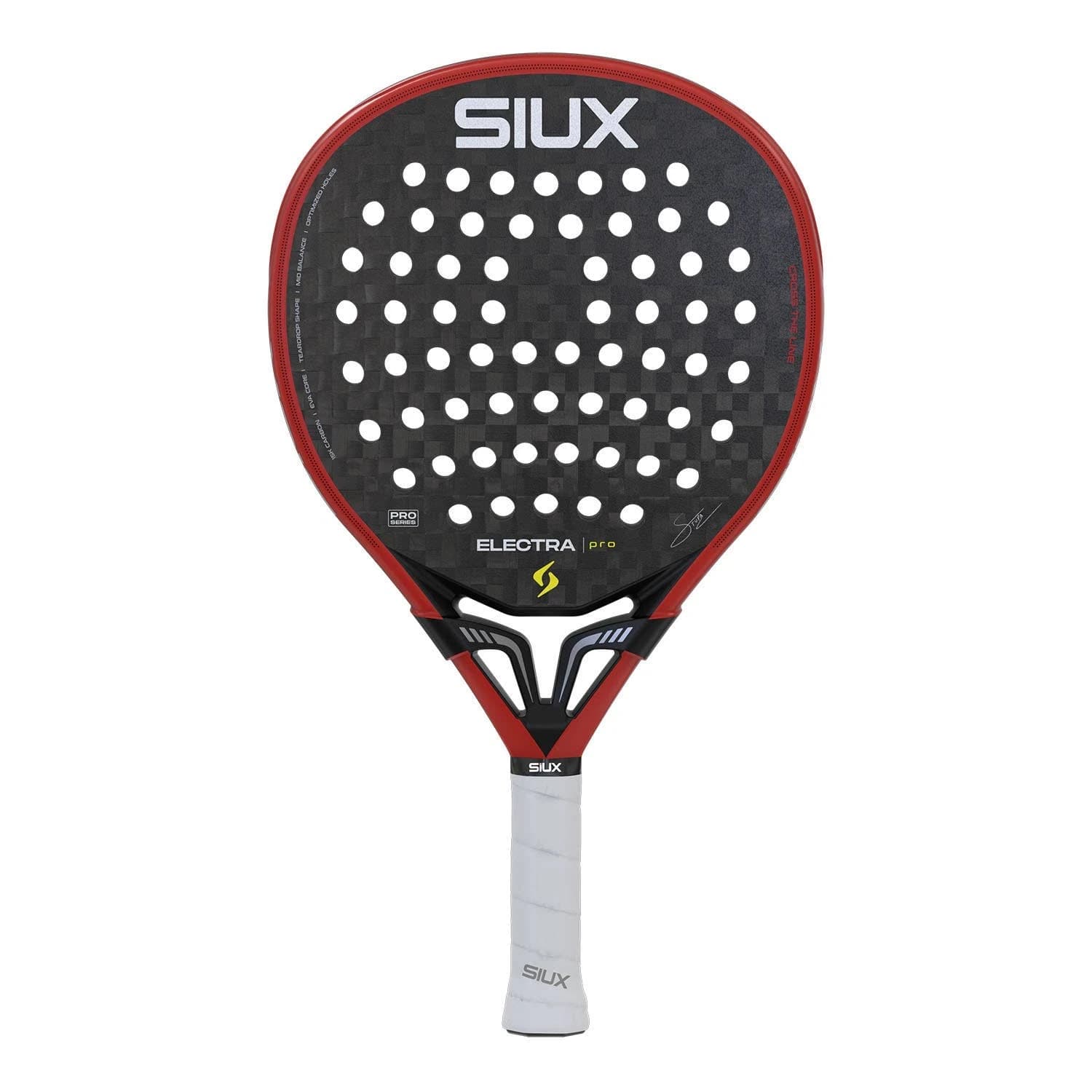 Siux Electra Pro 2026 Fire Red padel racket — teardrop shape