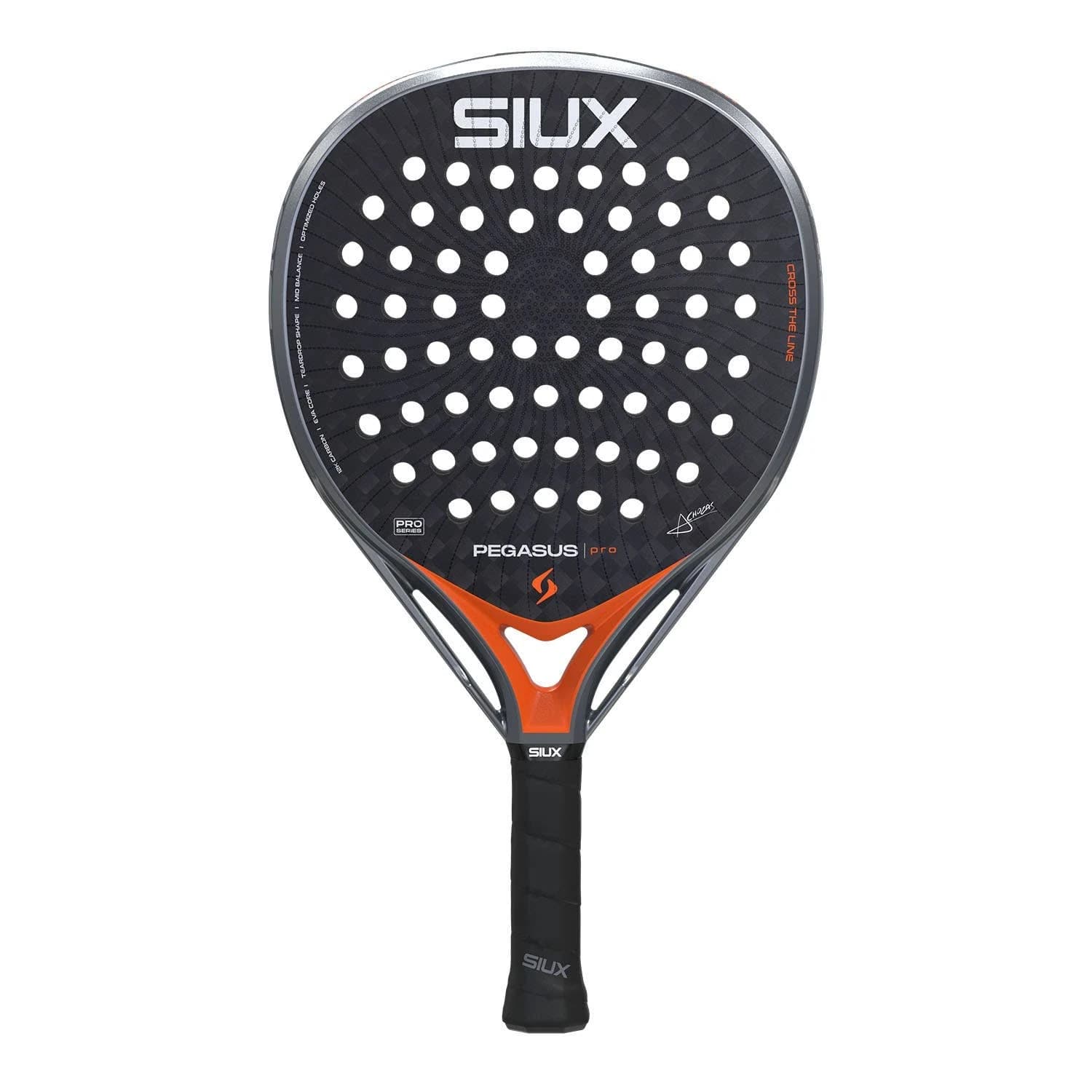 Siux Pegasus Pro 2026 Lava Orange padel racket — hybrid shape