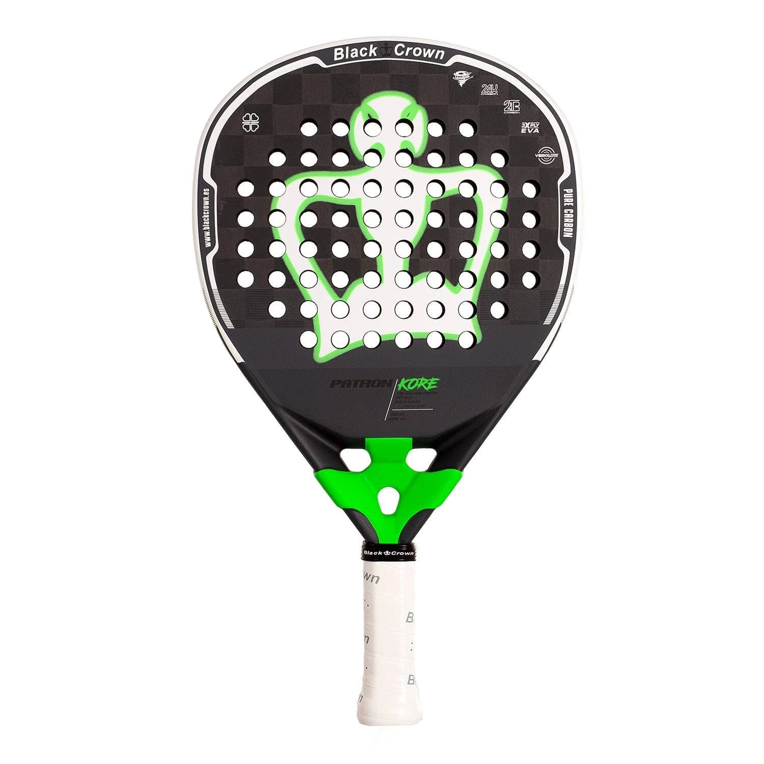 Black Crownatron Kore padel racket — hybrid shape