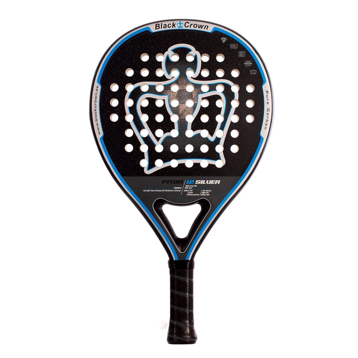 Black Crown Piton 12 padel racket — round shape