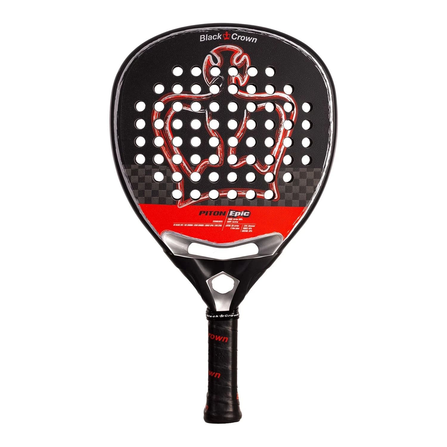 Black Crown Piton Epic padel racket — teardrop shape