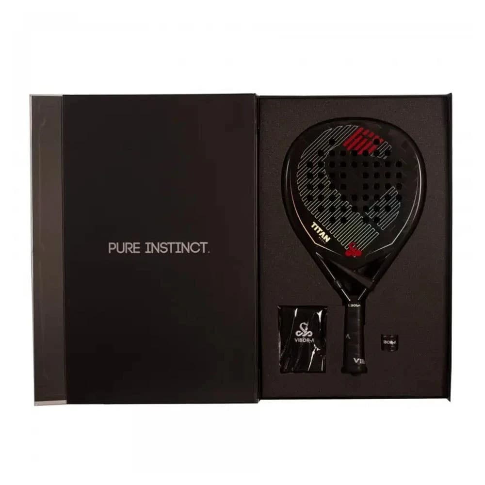 Vibor A Titan 15K Black Twill padel racket — hybrid shape